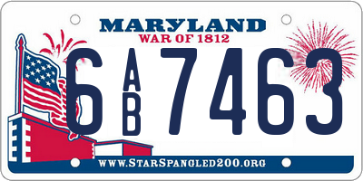 MD license plate 6AB7463