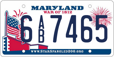 MD license plate 6AB7465