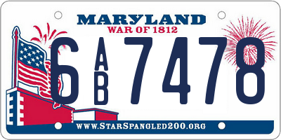 MD license plate 6AB7478