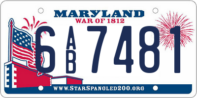MD license plate 6AB7481