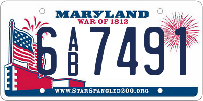 MD license plate 6AB7491