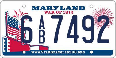 MD license plate 6AB7492