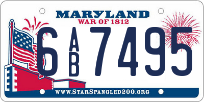 MD license plate 6AB7495
