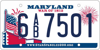 MD license plate 6AB7501