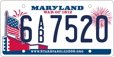 MD license plate 6AB7520