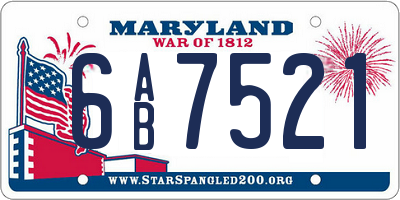 MD license plate 6AB7521