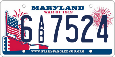 MD license plate 6AB7524
