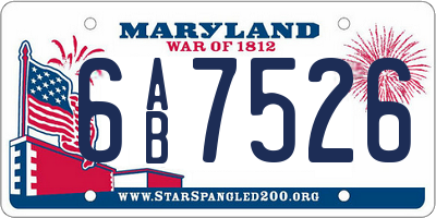 MD license plate 6AB7526
