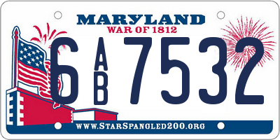 MD license plate 6AB7532