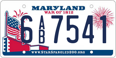 MD license plate 6AB7541