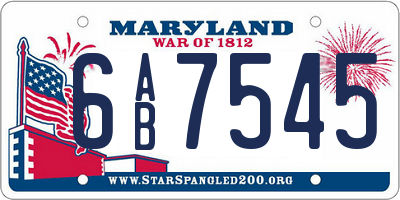 MD license plate 6AB7545