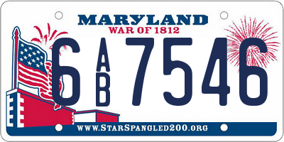 MD license plate 6AB7546
