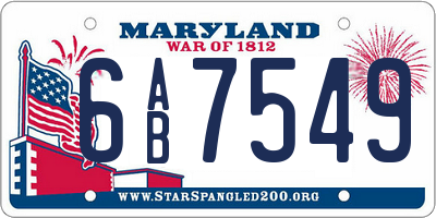 MD license plate 6AB7549