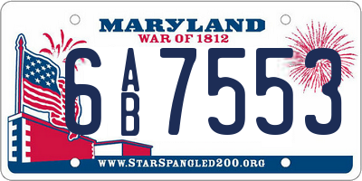 MD license plate 6AB7553