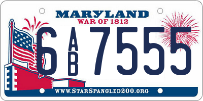 MD license plate 6AB7555