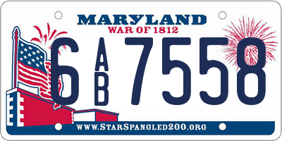 MD license plate 6AB7558