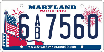 MD license plate 6AB7560