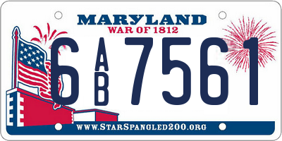 MD license plate 6AB7561
