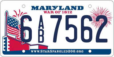 MD license plate 6AB7562
