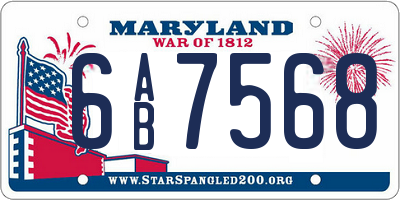 MD license plate 6AB7568