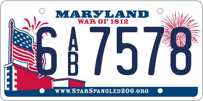 MD license plate 6AB7578