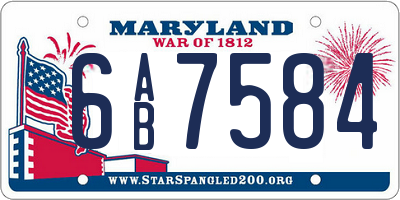 MD license plate 6AB7584