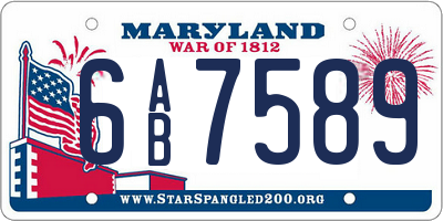 MD license plate 6AB7589