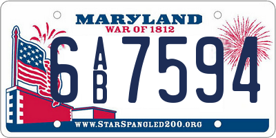 MD license plate 6AB7594
