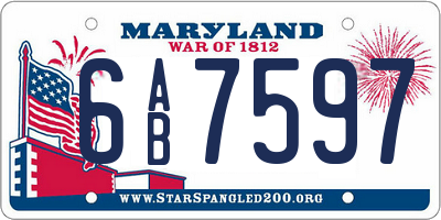 MD license plate 6AB7597