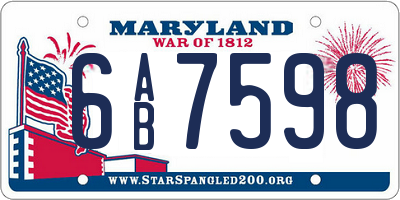 MD license plate 6AB7598