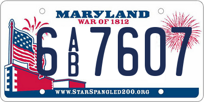 MD license plate 6AB7607