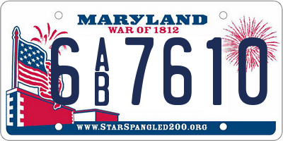 MD license plate 6AB7610