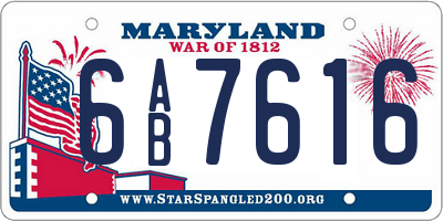 MD license plate 6AB7616