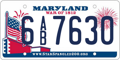 MD license plate 6AB7630