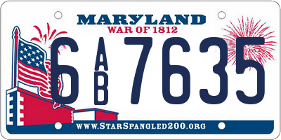 MD license plate 6AB7635