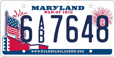 MD license plate 6AB7648