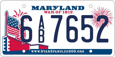 MD license plate 6AB7652