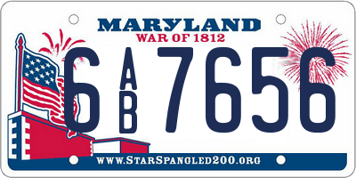 MD license plate 6AB7656