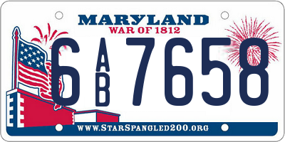MD license plate 6AB7658
