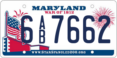 MD license plate 6AB7662