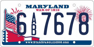 MD license plate 6AB7678