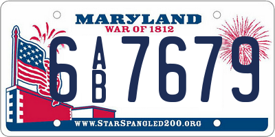 MD license plate 6AB7679