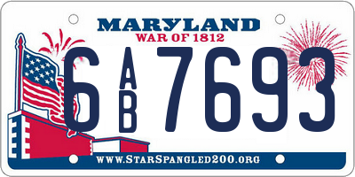 MD license plate 6AB7693
