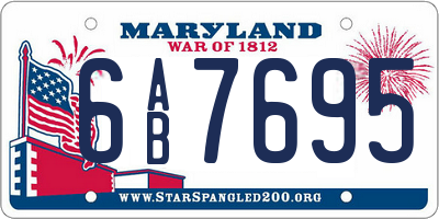 MD license plate 6AB7695