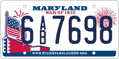 MD license plate 6AB7698