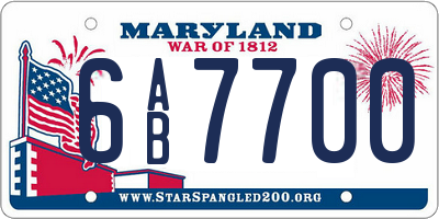 MD license plate 6AB7700
