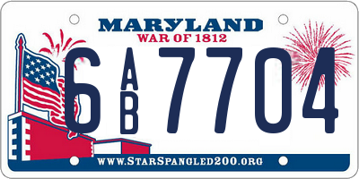 MD license plate 6AB7704
