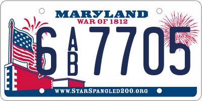 MD license plate 6AB7705