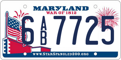 MD license plate 6AB7725