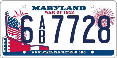 MD license plate 6AB7728